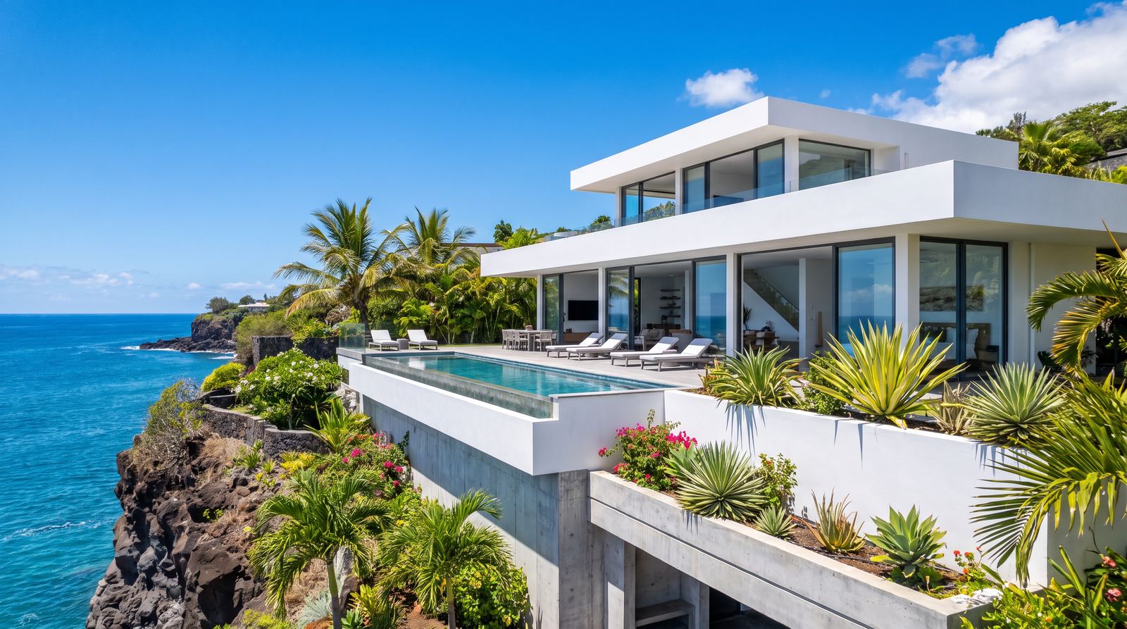 Villa des Baleines, piscine à débordement face à l'océan à Saint-Leu